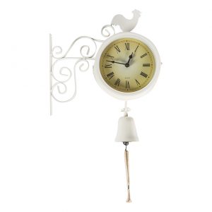 VINTAGE STATION ONE SIDE WALL CLOCK + SIDE WEATHER TEMPRITURE WITH BELL