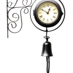 VINTAGE STATION SIDE WALL CLOCK + SIDE WEATHER TEMPRITURE WITH BELL