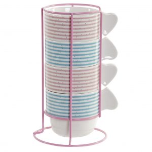 SET OF PORCELIAN 4 CLASSES WITH METAL STAND 