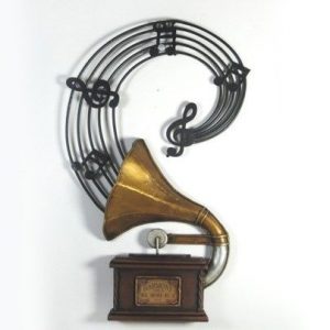 METAL DESIGN WALL DECORATION GRAMAPHONE 3 D