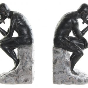 SET  RESIN BOOK ENDS THINKER GREY