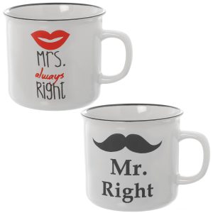 ceramic mugs design mr & mrs right