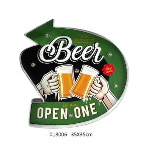 VINTAGE METAL BEER SIGN LED LIGHT  WALL HANGER DESIGN
