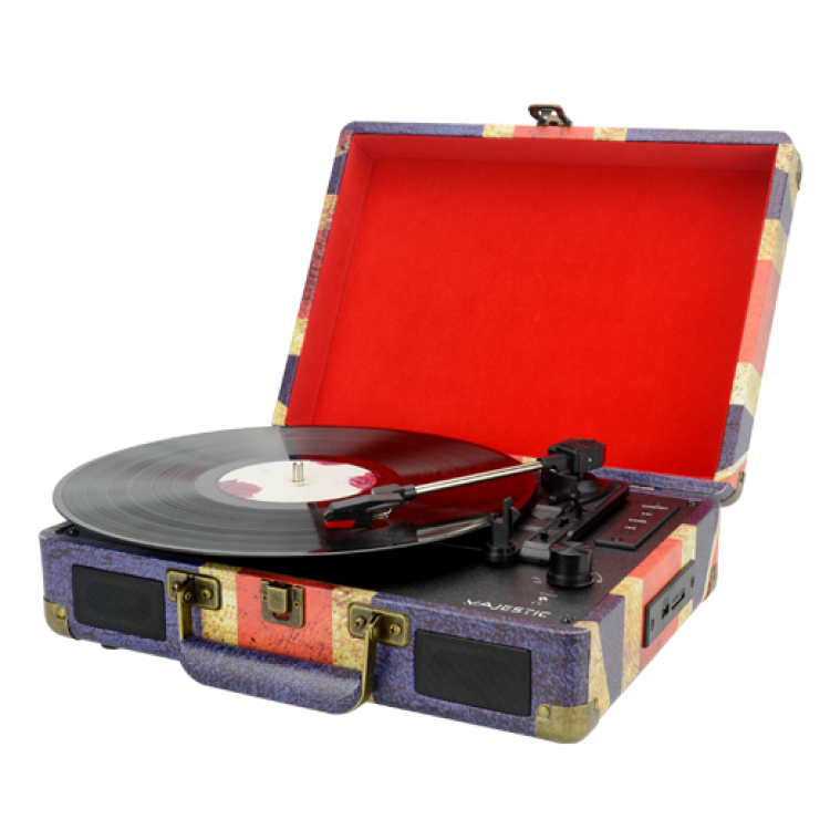 RETRO VINYL '33-45-78 REVOLVING CASE Bluetooth ENCODER USB / SD / AUX-IN INPUTS