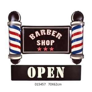 VINTAGE XL BARBER SHOP METAL EMBOSSED SIGN DESIGN