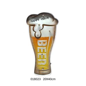 VINTAGE BEER HAPPY HOUR  METAL EMBOSSED LED  SIGN