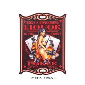 VINTAGE LIQUOR POKER  METAL EMBOSSED  SIGN 