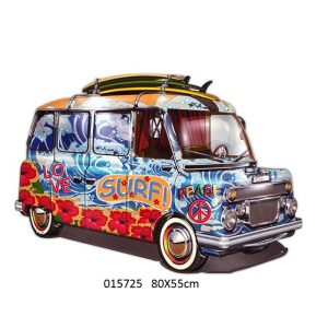 VINTAGE METAL XL SURF VAN EMBOSSED SIGN DESIGN