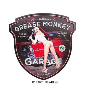METAL DESIGN SIGN EMBOSSED GREASE MONKEY GARAGE