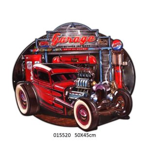 METAL DESIGN SIGN EMBOSSED HOT ROD GARAGE