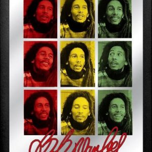Retro vintage wall frame mirror orriginal licenced bob marley
