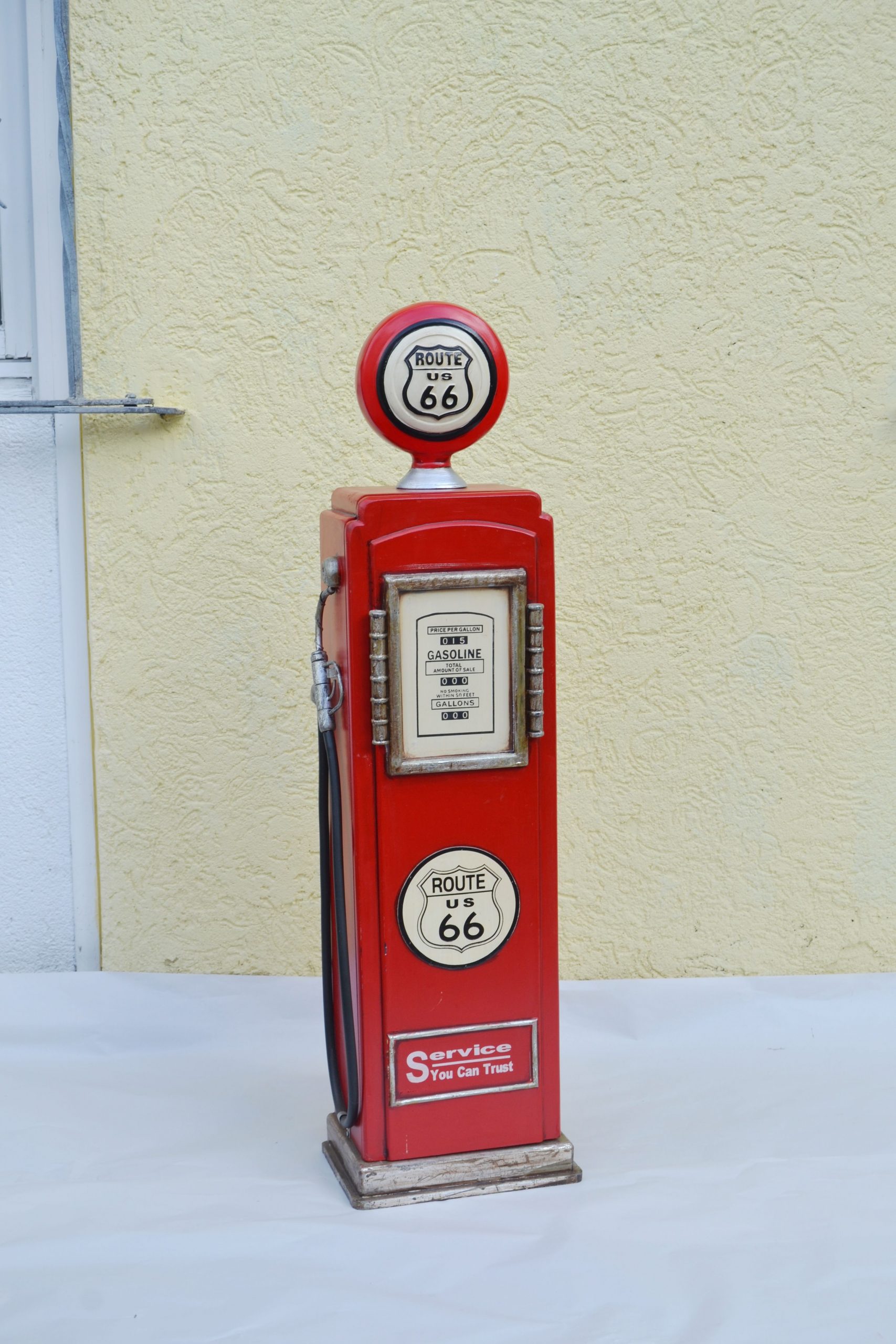 WOOD VINTAGE DESIGN GAS STATION PUMP +STORAGE