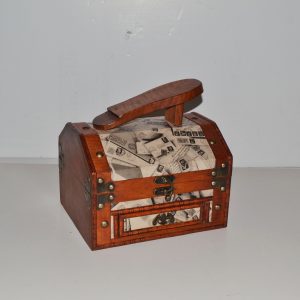 WOOD VINTAGE BRIECASE WITH SHOE CLEANER DESIGN