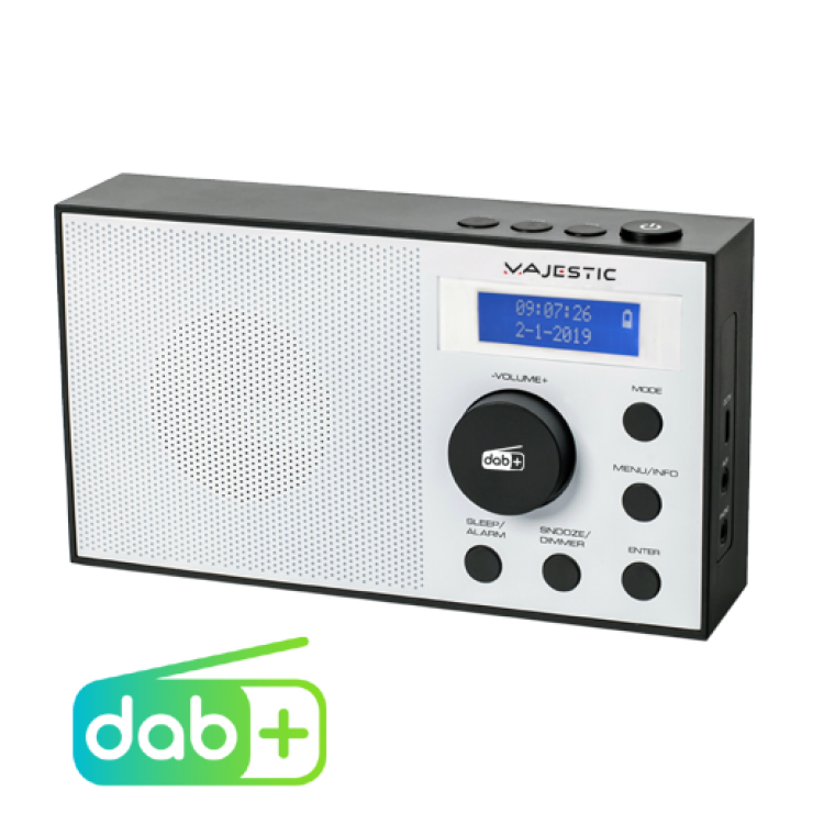 PORTABLE RADIO DAB / DAB + / FM RECHARGEABLE BATTERY AUX-IN DOUBLE ALARM