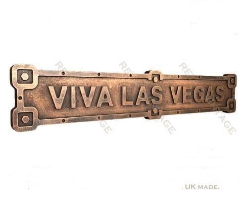 Viva Las Vegas Industrial Metal Effect Road Sign