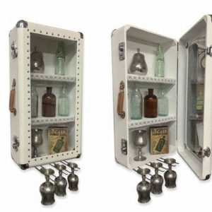 White Vintage Suit leather Case Cupboard & bar