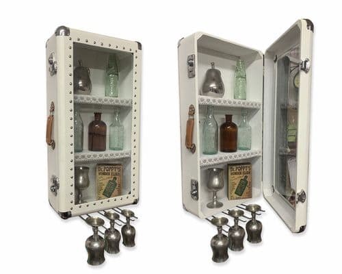 White Vintage Suit leather Case Cupboard & bar