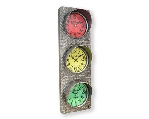 1m Industrial Iron Plated Traffic Light Wall Clock