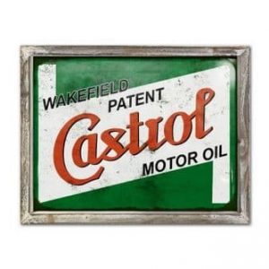 Castrol Motor Oil 44cm x 34cm Wood Framed Metal Art