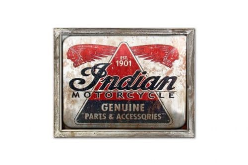 Indian Motor Oil 44cm x 34cm Wood Framed Metal Art