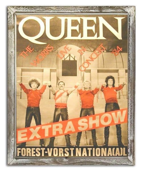Queen Poster 44cm x 34cm Wood Framed Metal Art