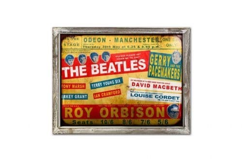 The Beatles 44cm x 34cm Wood Framed Metal Art