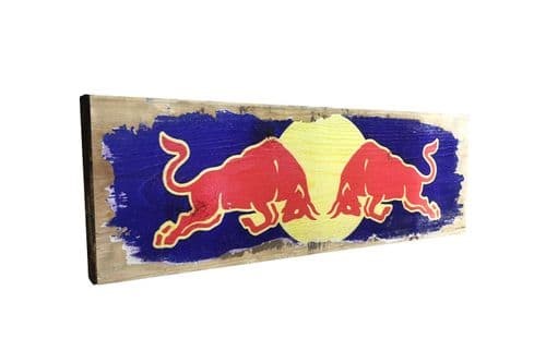 Red Bull Aged Wooden Sign 30cm x10cm