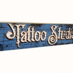 Tattoo Studios Aged Wooden Sign 50cm x12cm