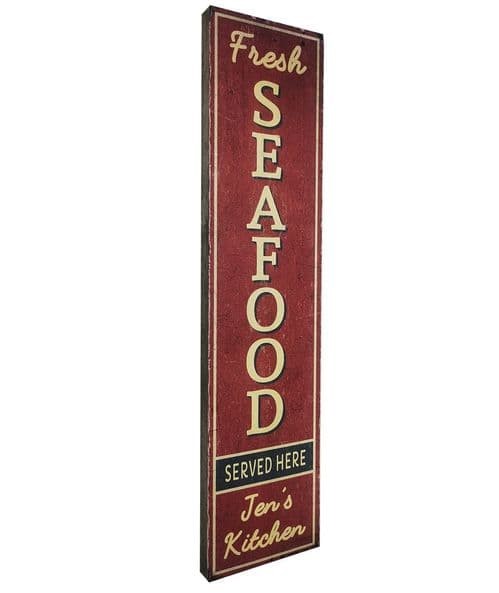 SeaFoods Aged Wooden Sign 80cm x14cm