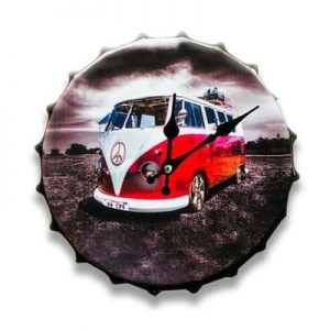 Vw camper Metal Printed Bottle Top wall Clock