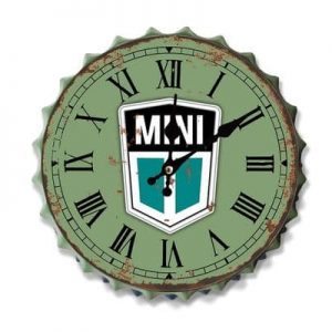 Mini 30cm Metal Wall Clock Bottle Top design