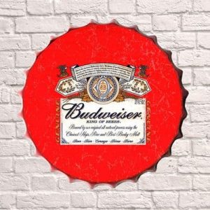 Bud Red Huge 30cm Metal Sign Bottle Top Design