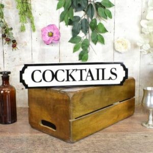 Vintage Wood Hand Made Mini Street Sign Cocktails