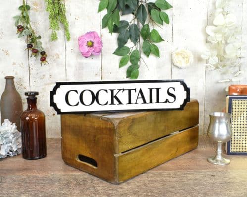 Vintage Wood Hand Made Mini Street Sign Cocktails