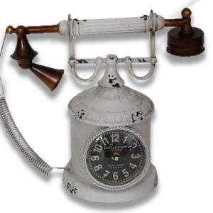 34cm VINTAGE Industrial Telephone Clock White Finish