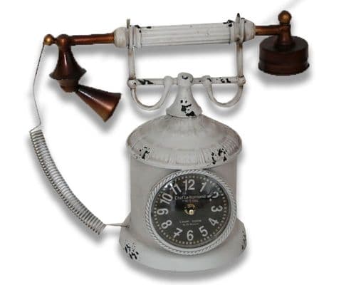 34cm VINTAGE Industrial Telephone Clock White Finish