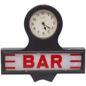 vintage neon light battery operated bar wall clock