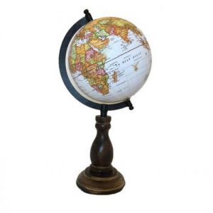 VINTAGE DESIGN WOOD & METAL WORLD  GLOBE