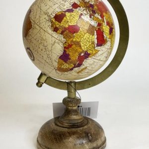 VINTAGE DESIGN WOOD & METAL WORLD GLOBE