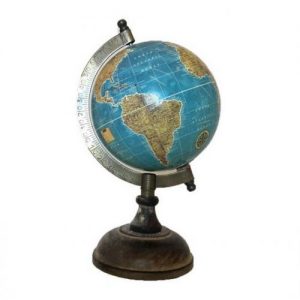 VINTAGE DESIGN WOOD & METAL WORLD GLOBE