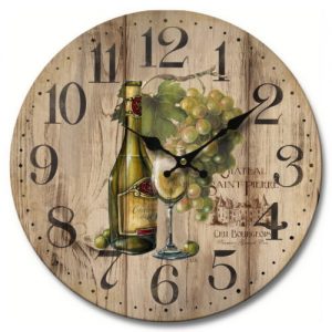 WOOD VINTAGE WALL CLOCK DESIGN WINE