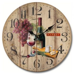 WOOD VINTAGE WALL CLOCK DESIGN WINE