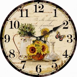 wood vintage wall clock 34 cm