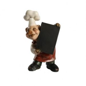 RESIN ART PIG CHEF WITH CHALK BOARD