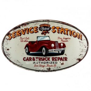 Vintage metal embossed sign