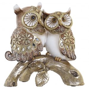 FIGURE OWLS ON TREE  RESIN ART DESIGN 