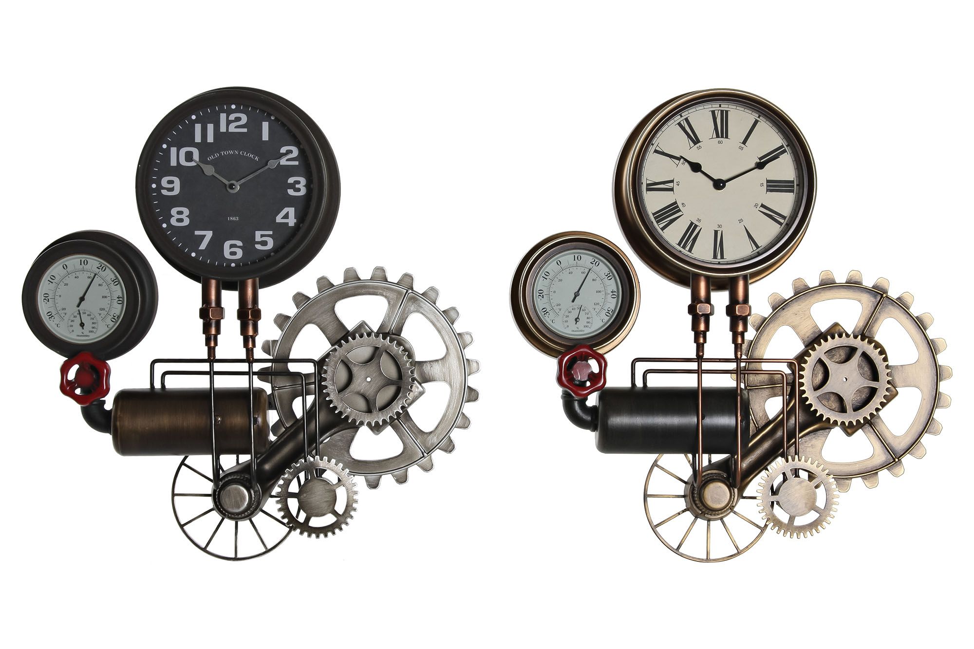 metal wall clock & thermometer unique design