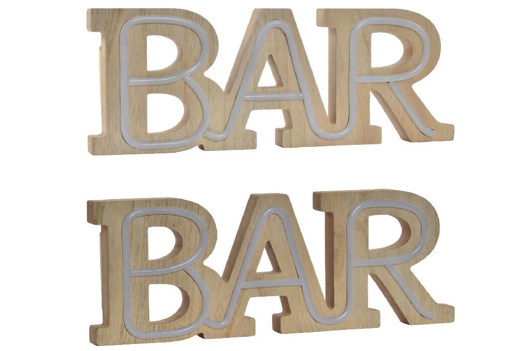 Wood design bar neon sign battery operated