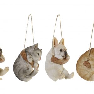 FIGURE HANGING DOG & CATS RESIN ART DESIGN