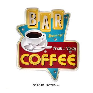 Led light . coffee sign . U.S.A design metal embossed sign battery operated